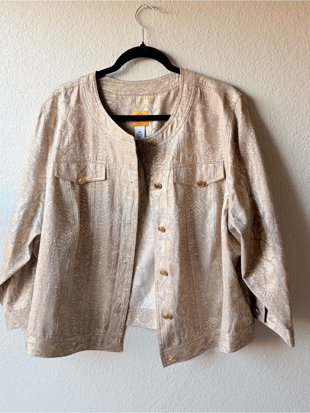 Ruby Rd gold Beige woman’s Jacket - Classic Button-Front lightweight Coat 20W